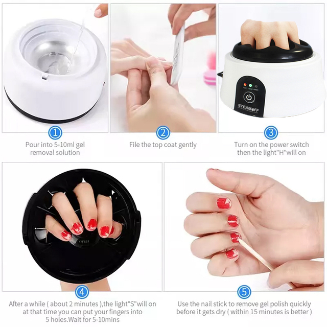 36W Portable Automatic Electric Steam Off Nail Gel Polish Remover Machine